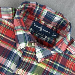 Ralph Lauren Shirt Mens Medium Multicolor Madras Plaid Button Down Long Sleeve